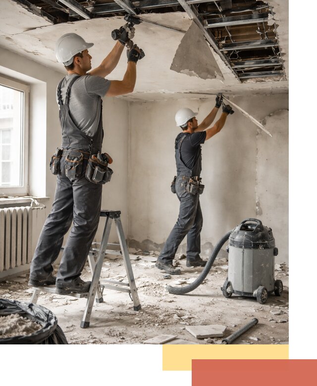 Демонтаж гипсокартонного потолка в Новошахтинске быстро и аккуратно