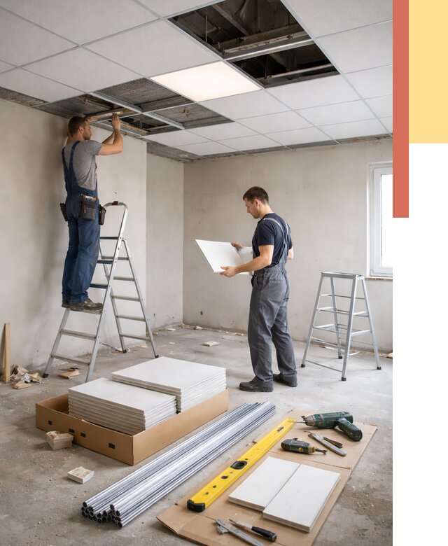 Монтаж потолка армстронг в Новошахтинске от 4687 руб/м2 — быстрая установка под ключ | ОТДЕЛОЧНИК-Нвш