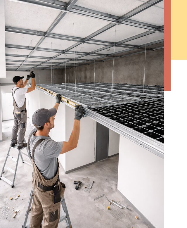 Монтаж потолка грильято в Новошахтинске от 469 руб./м² — быстрая сборка под ключ | ОТДЕЛОЧНИК-Нвш