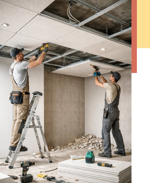 Монтаж акустического потолка в Новошахтинске от 6770 руб/м2 — быстро и недорого | ОТДЕЛОЧНИК-Нвш