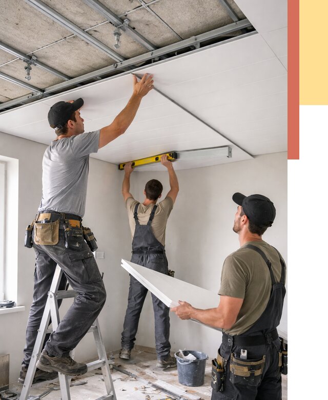 Монтаж потолка из ПВХ панелей в Новошахтинске от 3646 руб./м2 — быстро и недорого | ОТДЕЛОЧНИК-Нвш