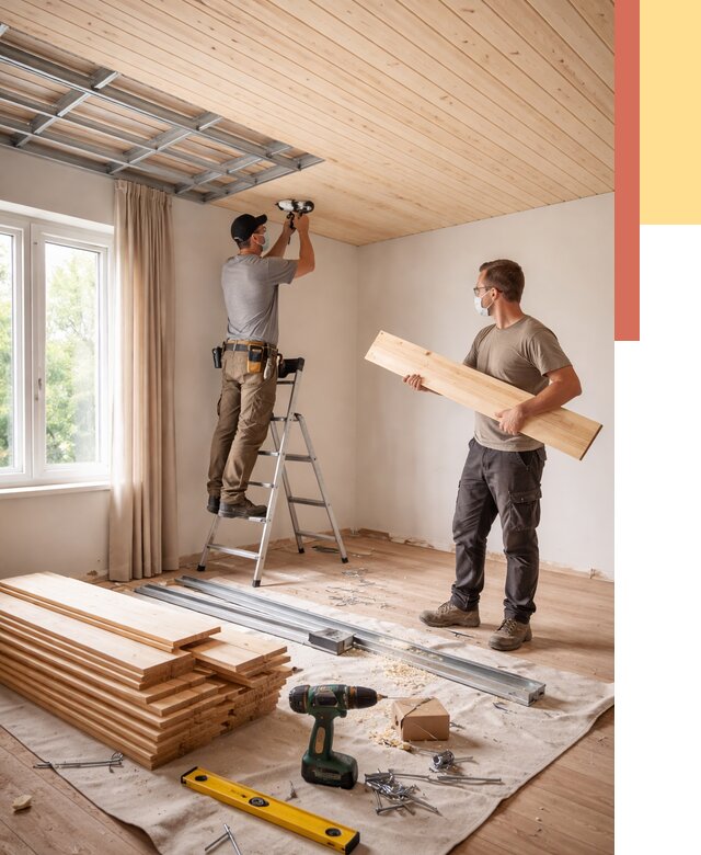 Монтаж потолка из вагонки в Новошахтинске от 6770 руб. | Быстро и недорого — ОТДЕЛОЧНИК-Нвш