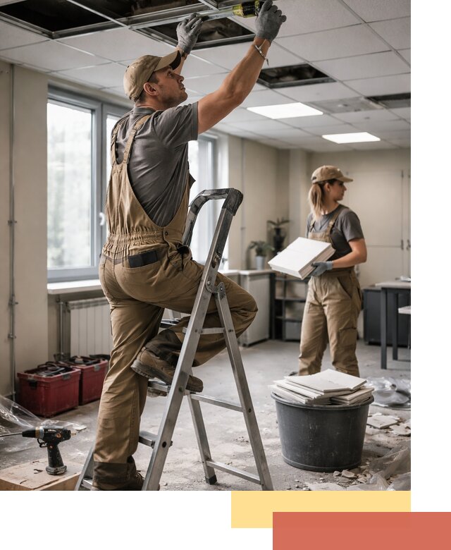 Ремонт потолка Армстронг и замена плит в Новошахтинске