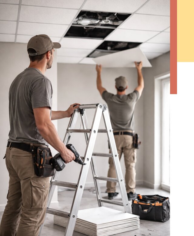 Обслуживание подвесного потолка в Новошахтинске от 3646 руб. — быстро и недорого | ОТДЕЛОЧНИК-Нвш