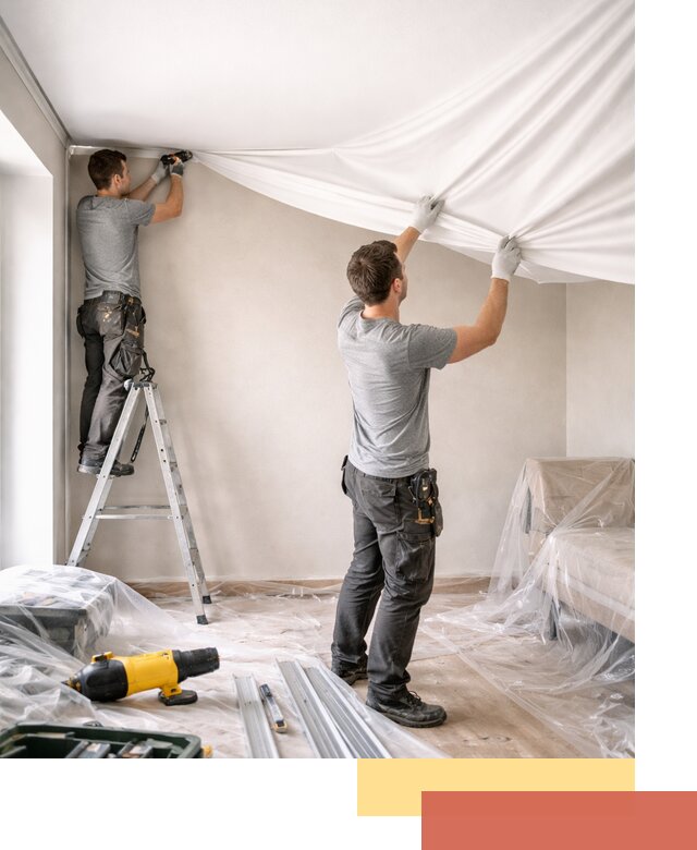 Монтаж тканевого натяжного потолка в Новошахтинске недорого и быстро