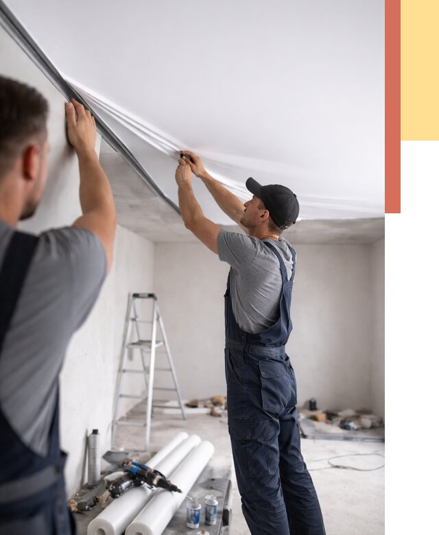 Монтаж матового натяжного потолка в Новошахтинске от 4687 руб./м² — быстро и недорого | ОТДЕЛОЧНИК-Нвш