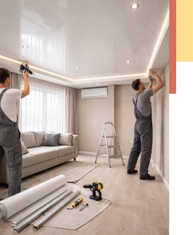 Монтаж глянцевого натяжного потолка в Новошахтинске от 781 руб. под ключ | ОТДЕЛОЧНИК-Нвш