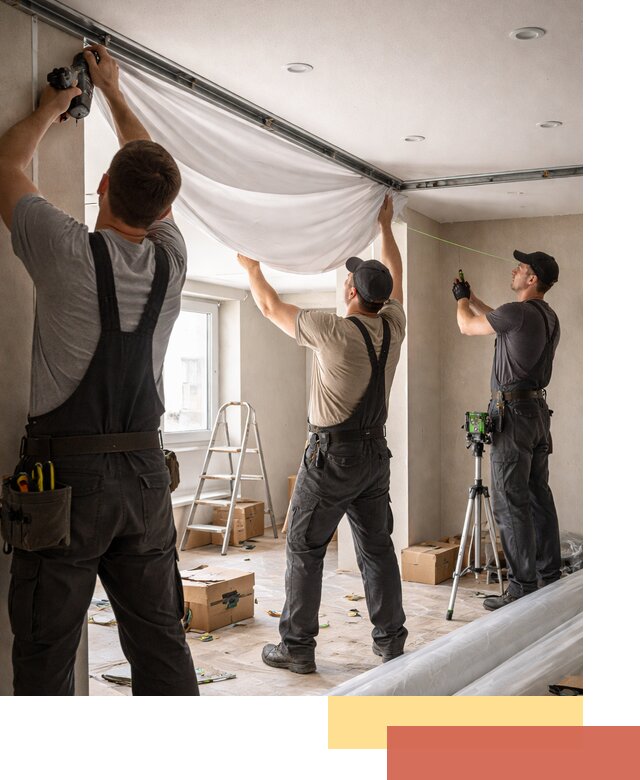 Монтаж парящего натяжного потолка под ключ в Новошахтинске