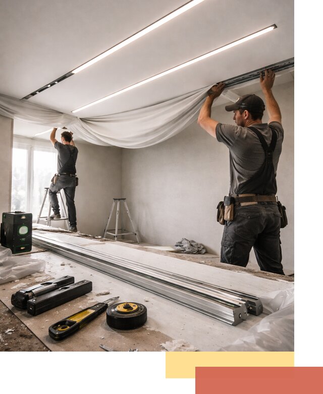 Монтаж натяжных потолков со световыми линиями в Новошахтинске