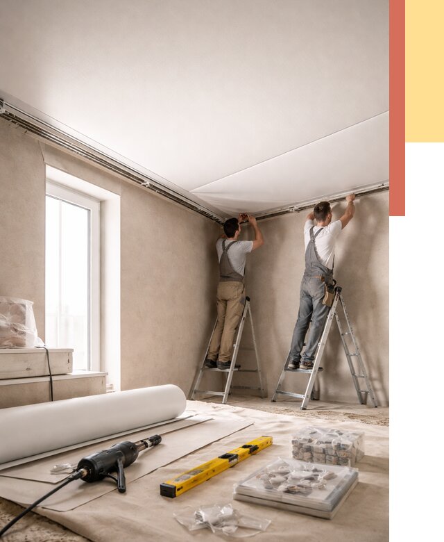 Монтаж натяжного потолка в спальне в Новошахтинске от 3958 руб. под ключ | ОТДЕЛОЧНИК-Нвш