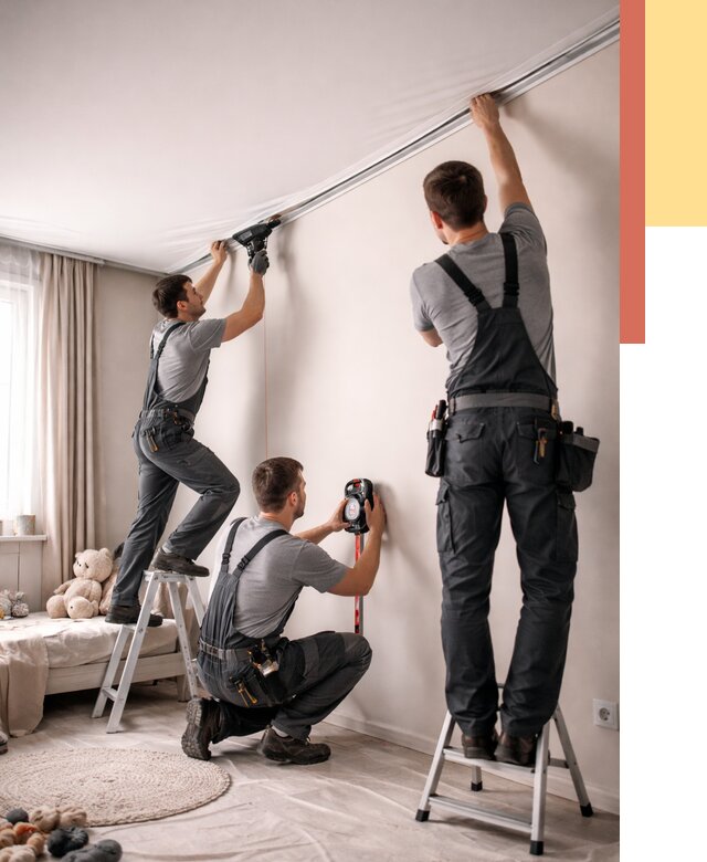 Монтаж натяжного потолка в детской в Новошахтинске от 3646 руб. — быстро и недорого | ОТДЕЛОЧНИК-Нвш