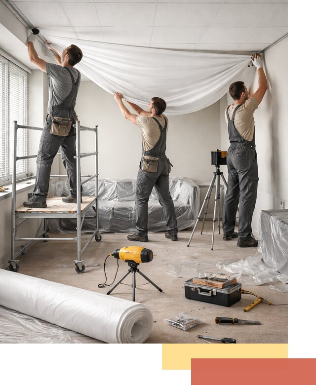 Монтаж натяжного потолка в офисе в Новошахтинске