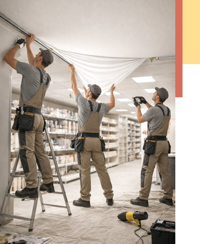 Монтаж натяжного потолка в магазине в Новошахтинске от 4687 руб. быстро и недорого | ОТДЕЛОЧНИК-Нвш