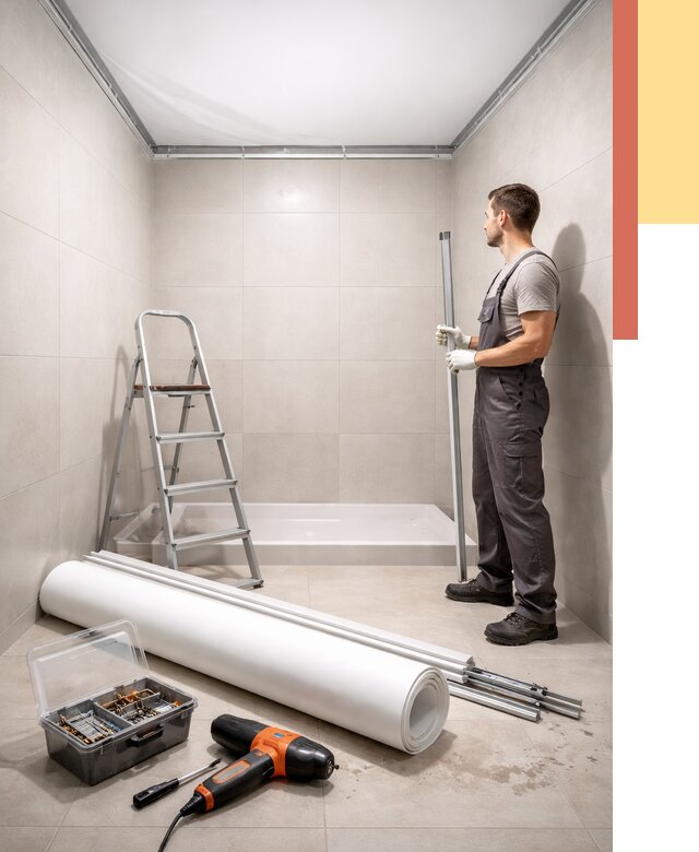 Монтаж натяжного потолка в санузле в Новошахтинске от 1927 руб. — ОТДЕЛОЧНИК-Нвш