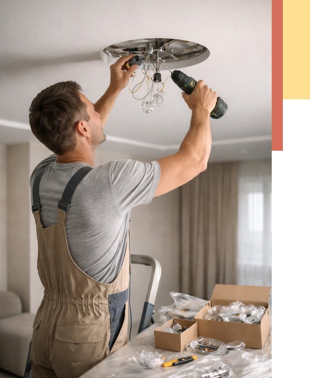 Установка люстры в натяжной потолок в Новошахтинске от 1250 руб. | Быстро и недорого — ОТДЕЛОЧНИК-Нвш