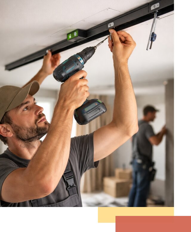 Установка трековых светильников в натяжной потолок в Новошахтинске