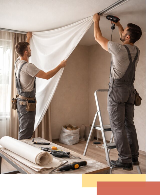 Замена полотна натяжного потолка в Новошахтинске быстро и качественно