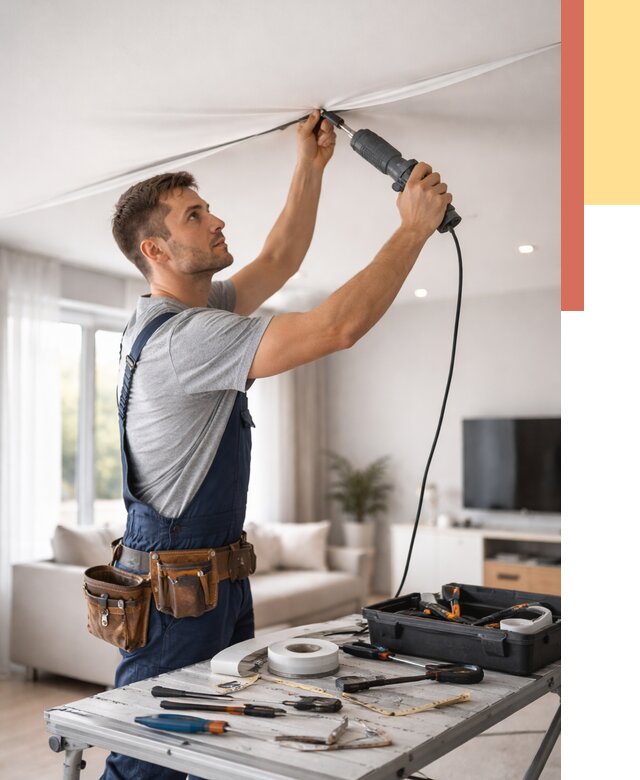 Ремонт натяжных потолков в Новошахтинске от 9895 руб. под ключ — ОТДЕЛОЧНИК-Нвш