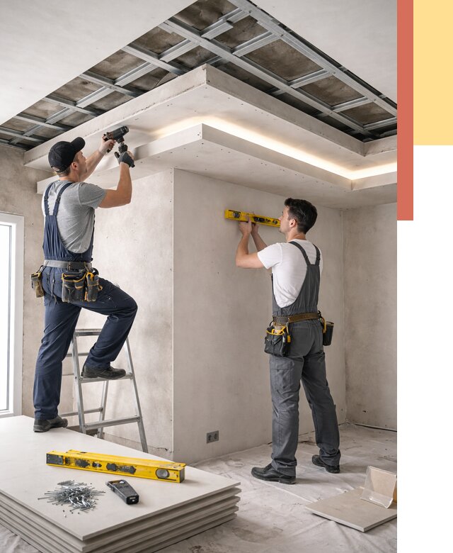 Двухуровневый потолок из гипсокартона в Новошахтинске от 1510 руб. под ключ | ОТДЕЛОЧНИК-Нвш