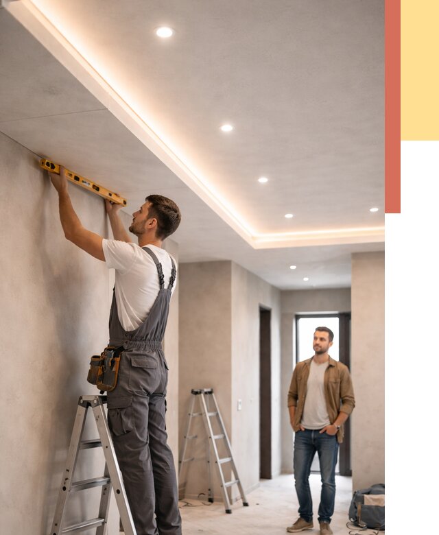 Потолок из гипсокартона с подсветкой в Новошахтинске от 781 руб./м2 под ключ | ОТДЕЛОЧНИК-Нвш