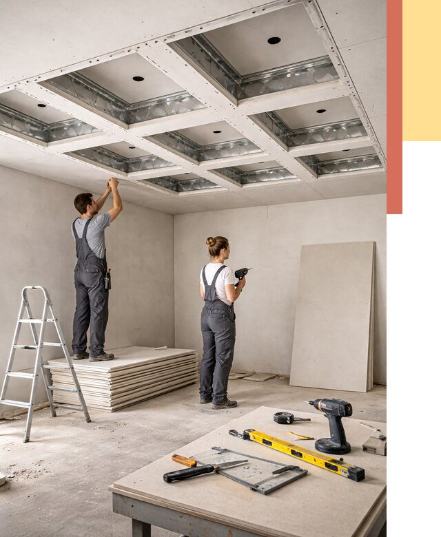 Кессонный потолок из гипсокартона в Новошахтинске от 1927 руб. — монтаж и под ключ | ОТДЕЛОЧНИК-Нвш