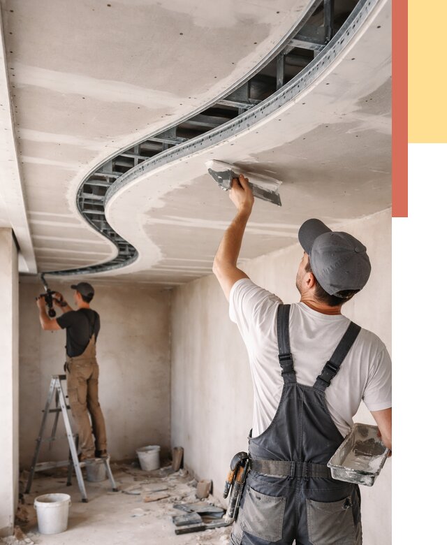 Криволинейный потолок из гипсокартона в Новошахтинске от 2187 руб./м2 | ОТДЕЛОЧНИК-Нвш