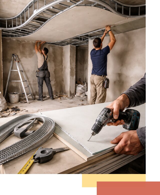 Криволинейный потолок из гипсокартона в Новошахтинске — монтаж и отделка