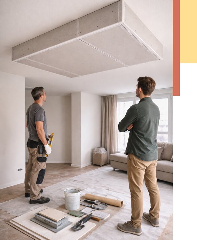 Короб на потолке из гипсокартона в Новошахтинске от 2292 руб. — монтаж и услуги под ключ | ОТДЕЛОЧНИК-Нвш