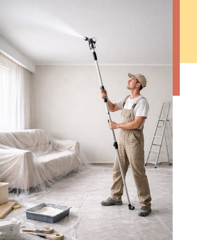 Покраска потолка краскопультом в Новошахтинске от 4687 руб. быстро и недорого | ОТДЕЛОЧНИК-Нвш