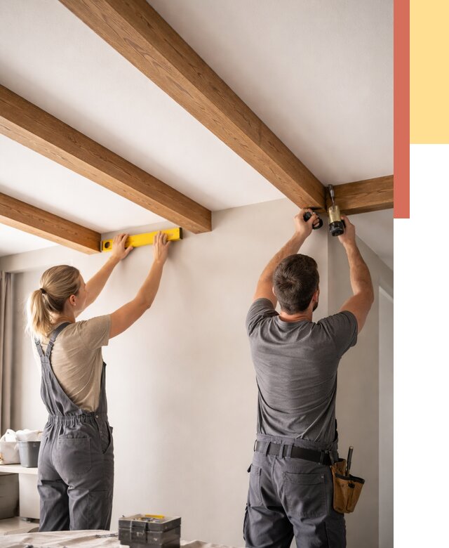 Монтаж декоративных балок на потолок в Новошахтинске от 4375 руб. — ОТДЕЛОЧНИК-Нвш